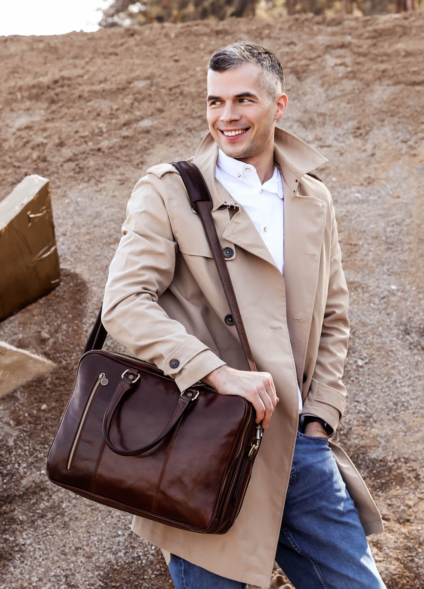 Brown Leather Convertible Briefcase Backpack - A Farewell to Arms