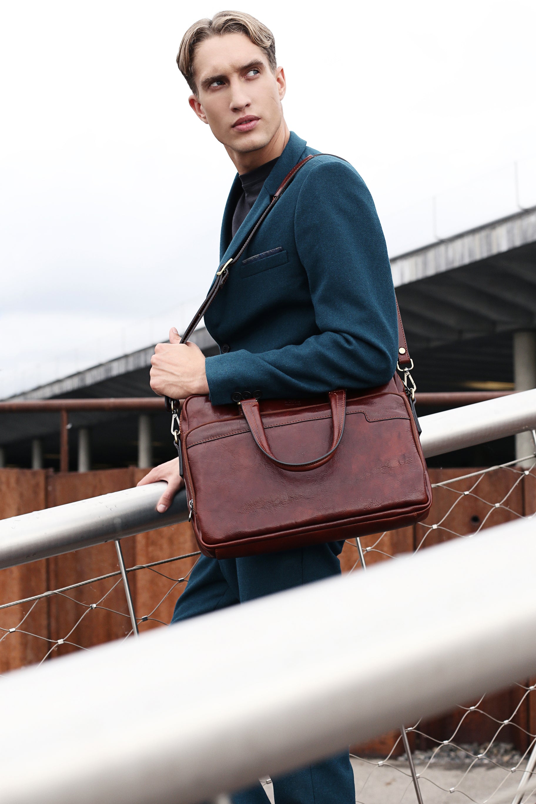 Leather Briefcase Laptop Bag - Orlando