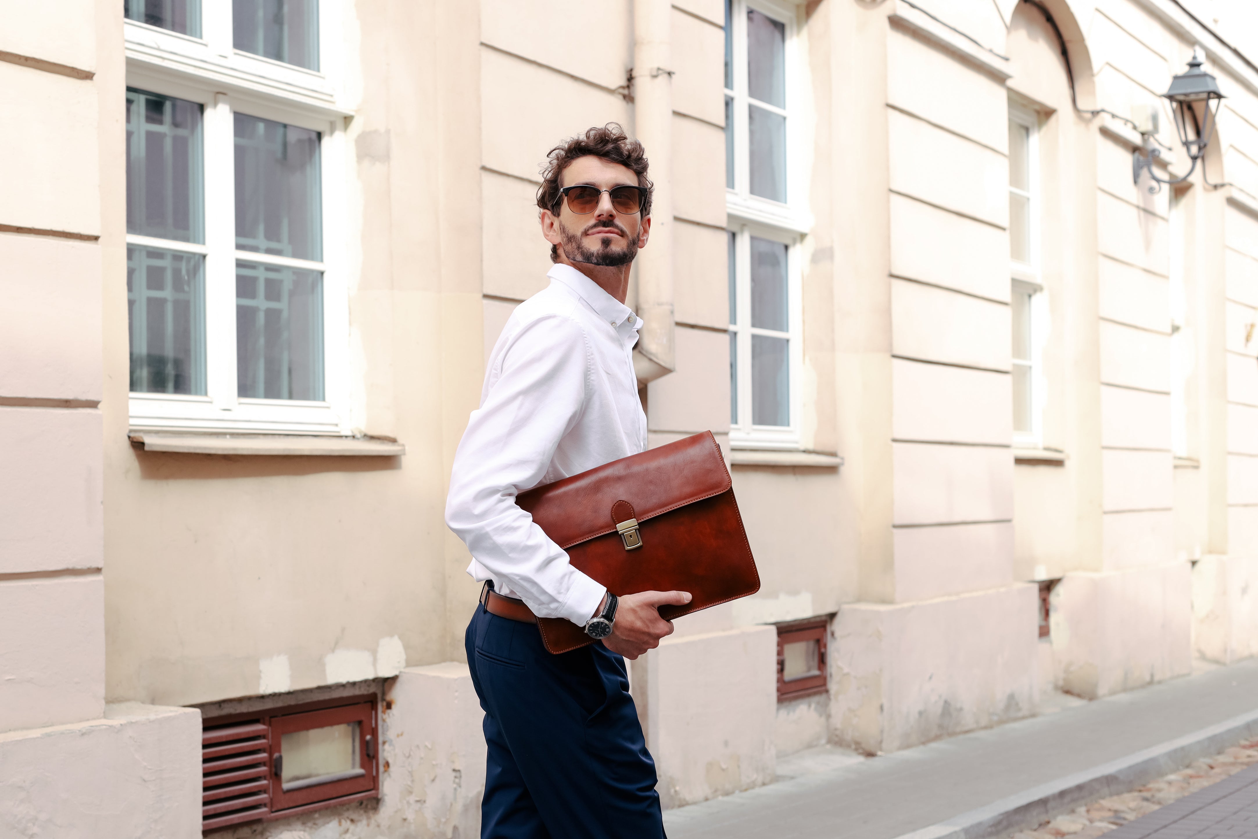 Leather Portfolio, Work Bag with Shoulder Strap - The Corrections