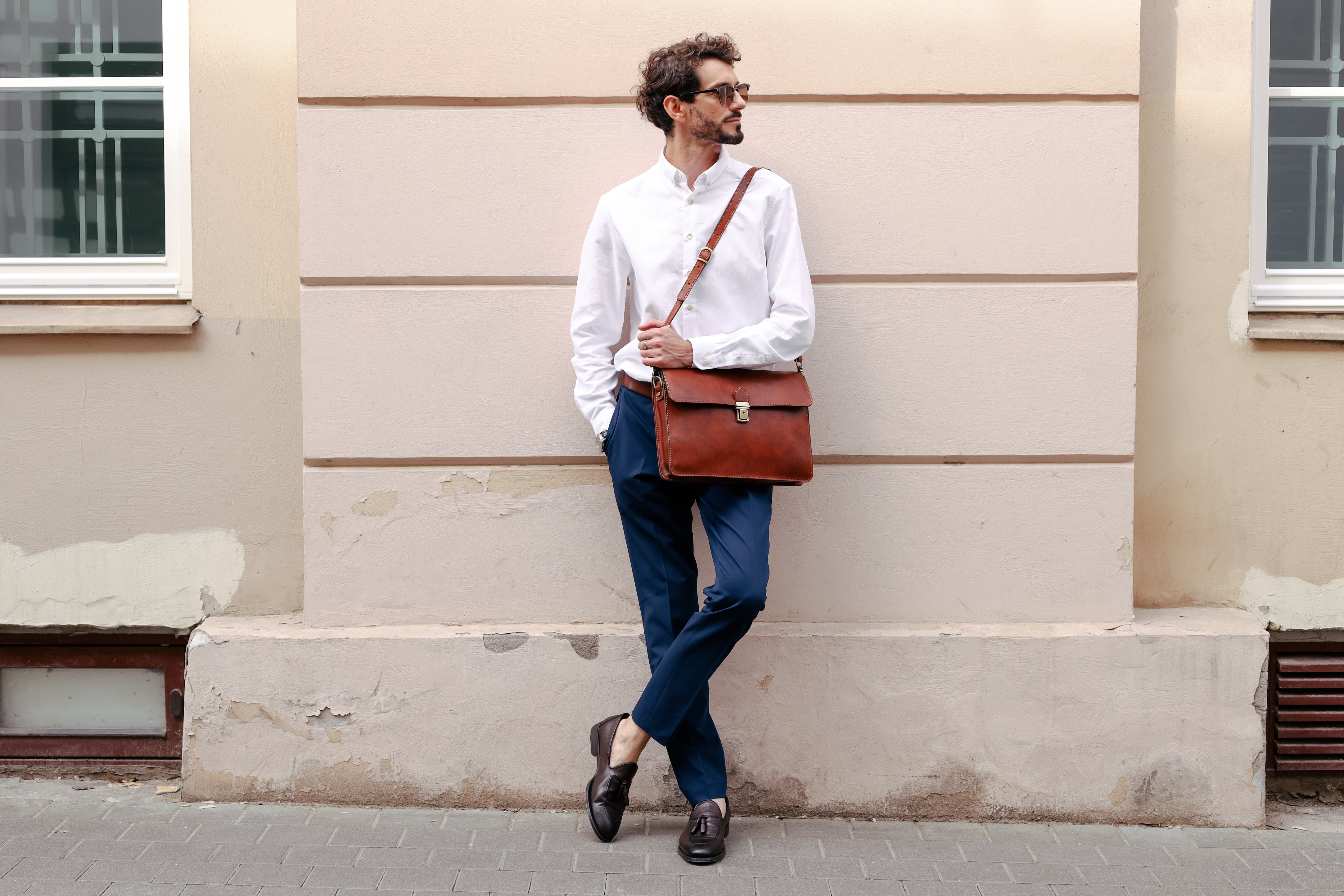 Leather Portfolio, Work Bag with Shoulder Strap - The Corrections