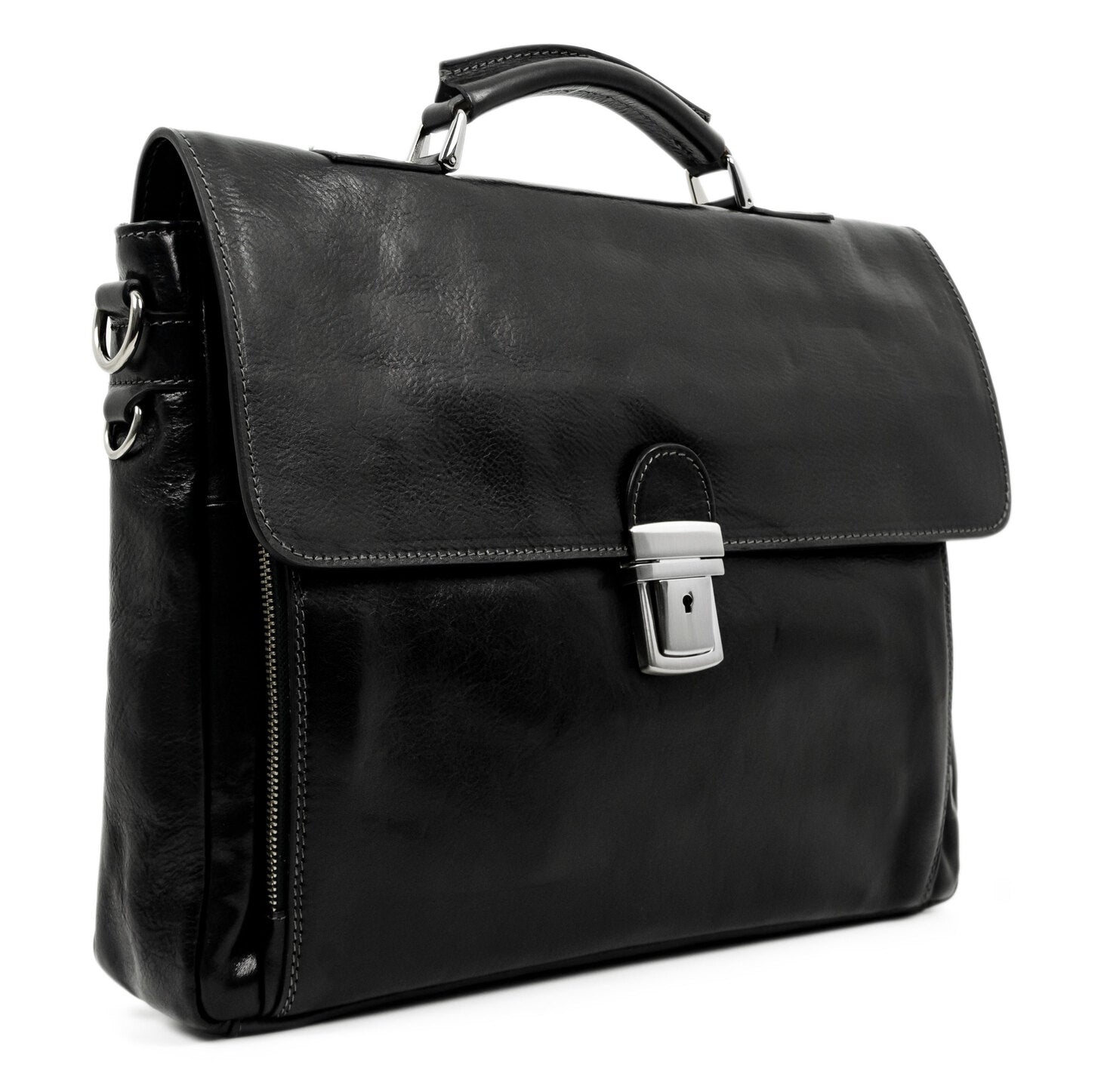 Leather Briefcase Laptop Bag - In Cold Blood