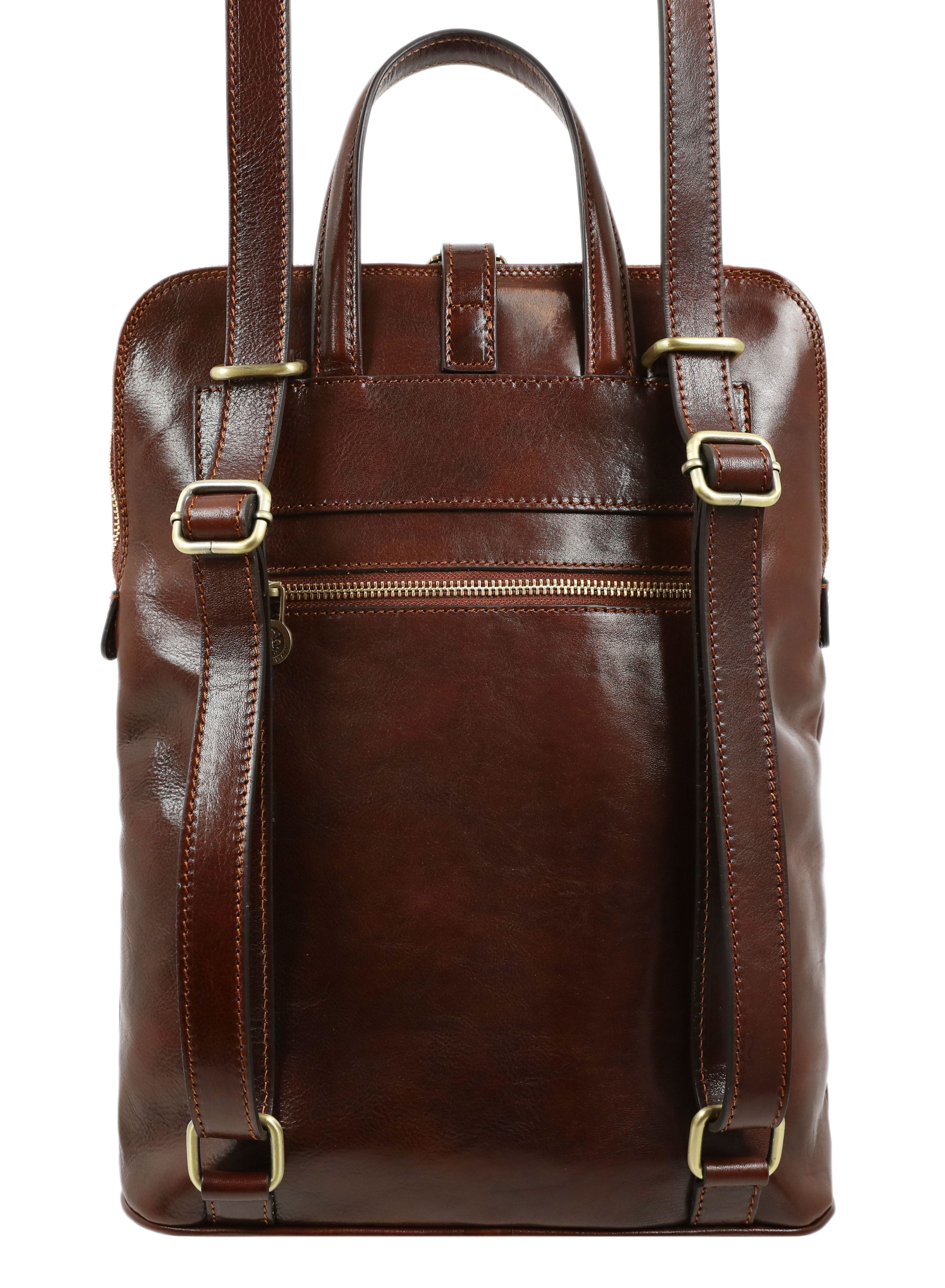 Convertible Leather Backpack Shoulder Bag - Emma