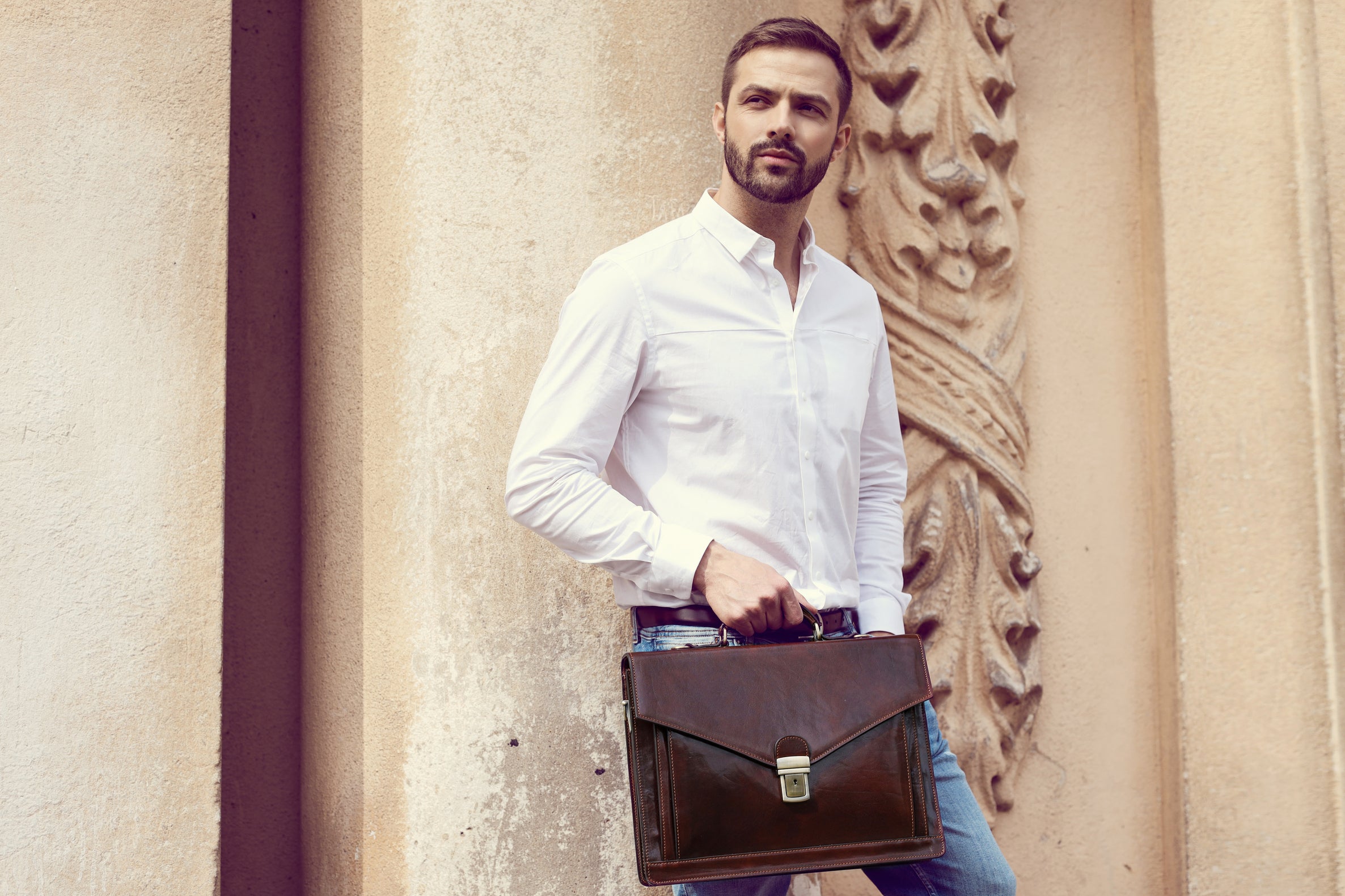 Classic Design Leather Briefcase - The Magus