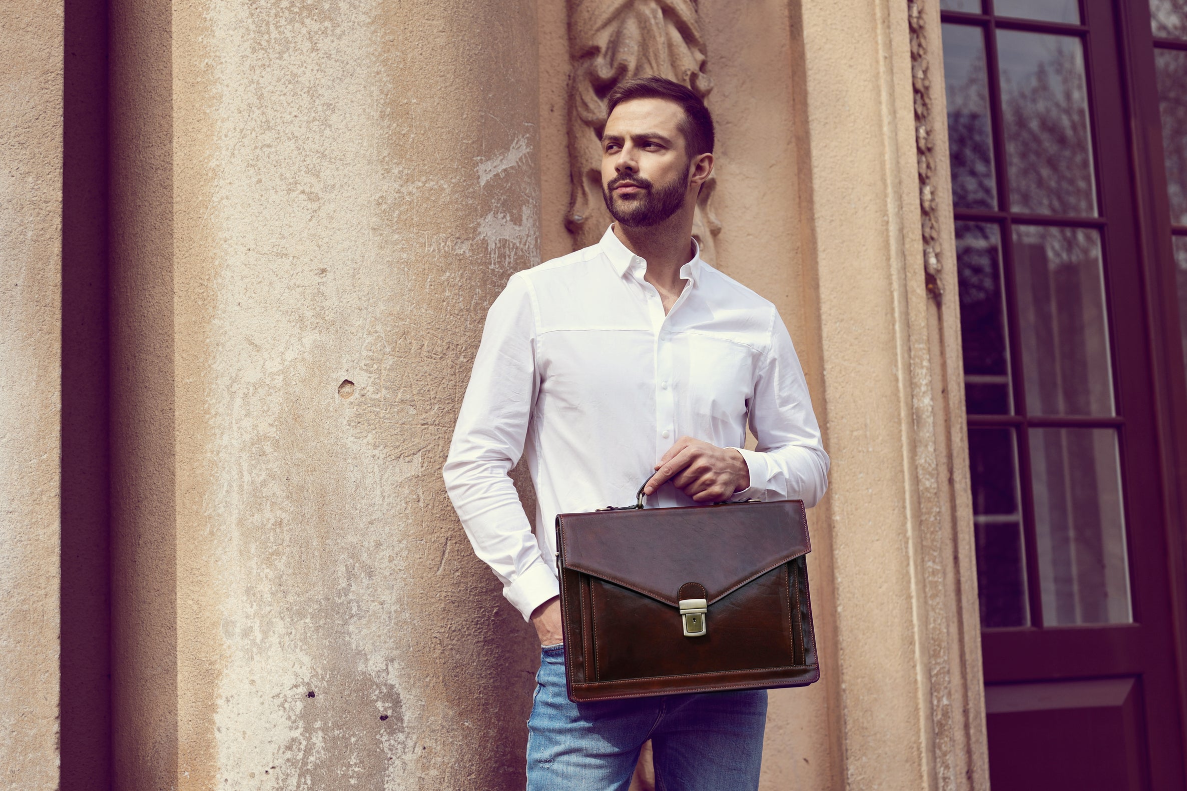 Classic Design Leather Briefcase - The Magus