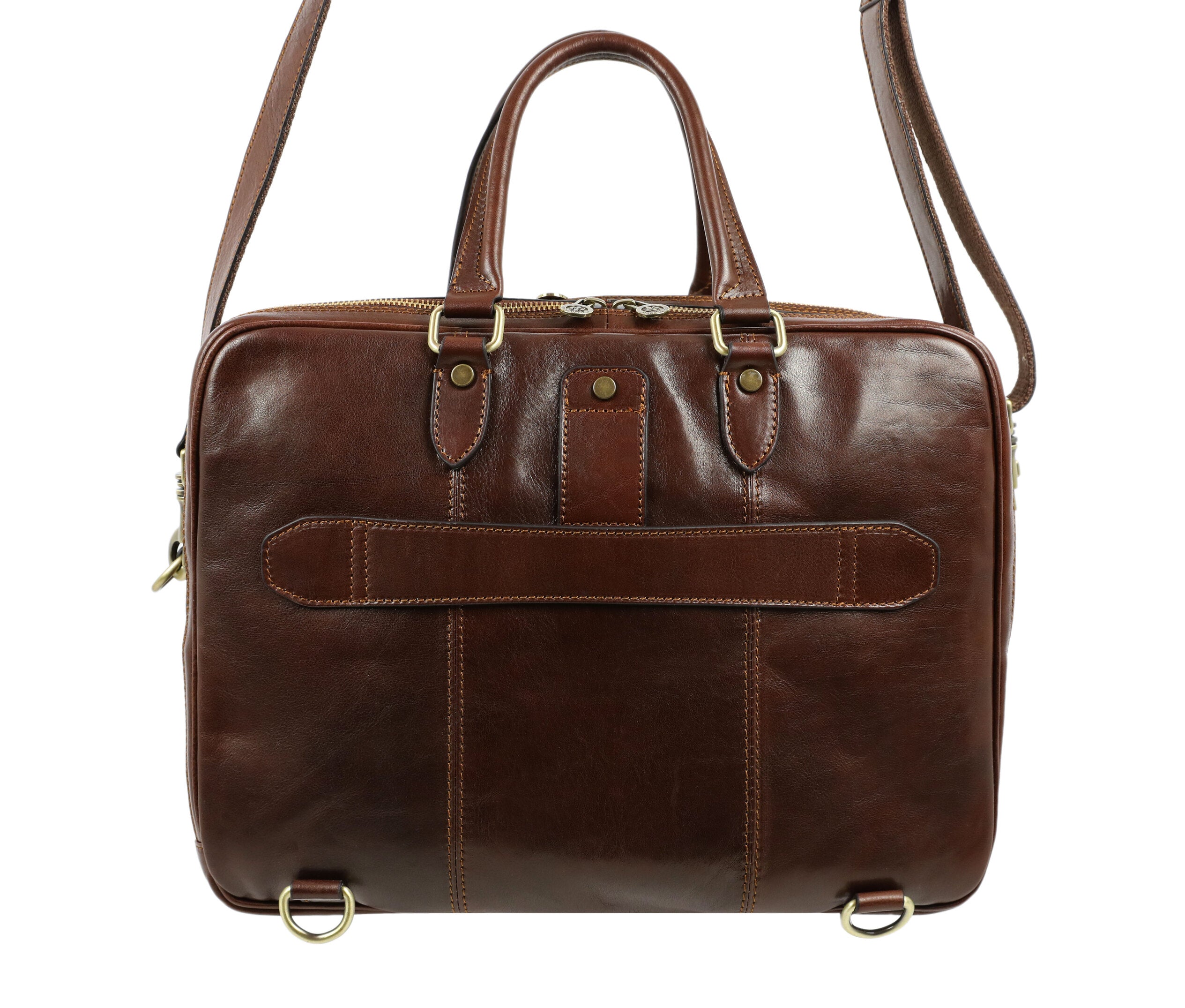 Brown Leather Convertible Briefcase Backpack - A Farewell to Arms