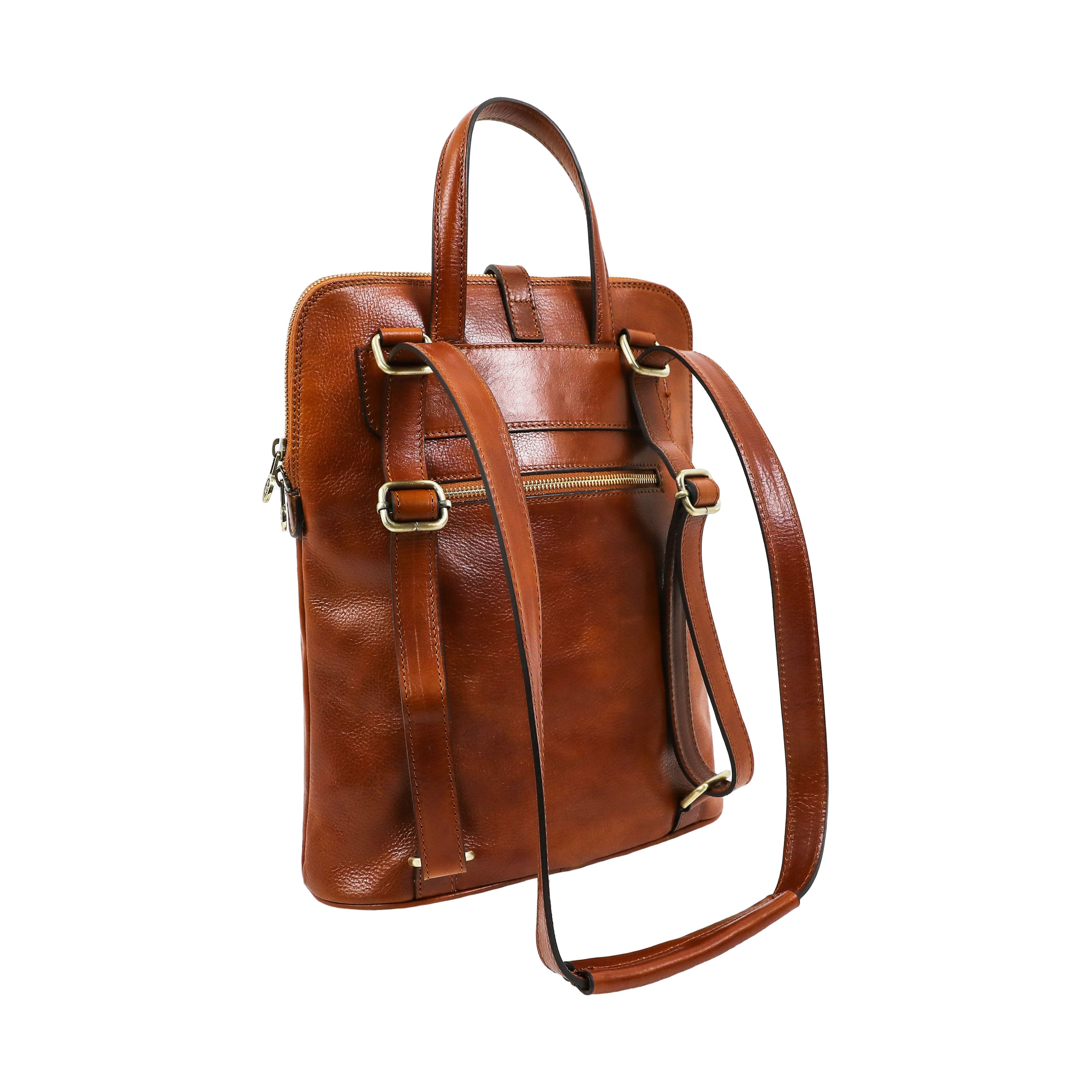 Convertible Leather Backpack Shoulder Bag - Emma