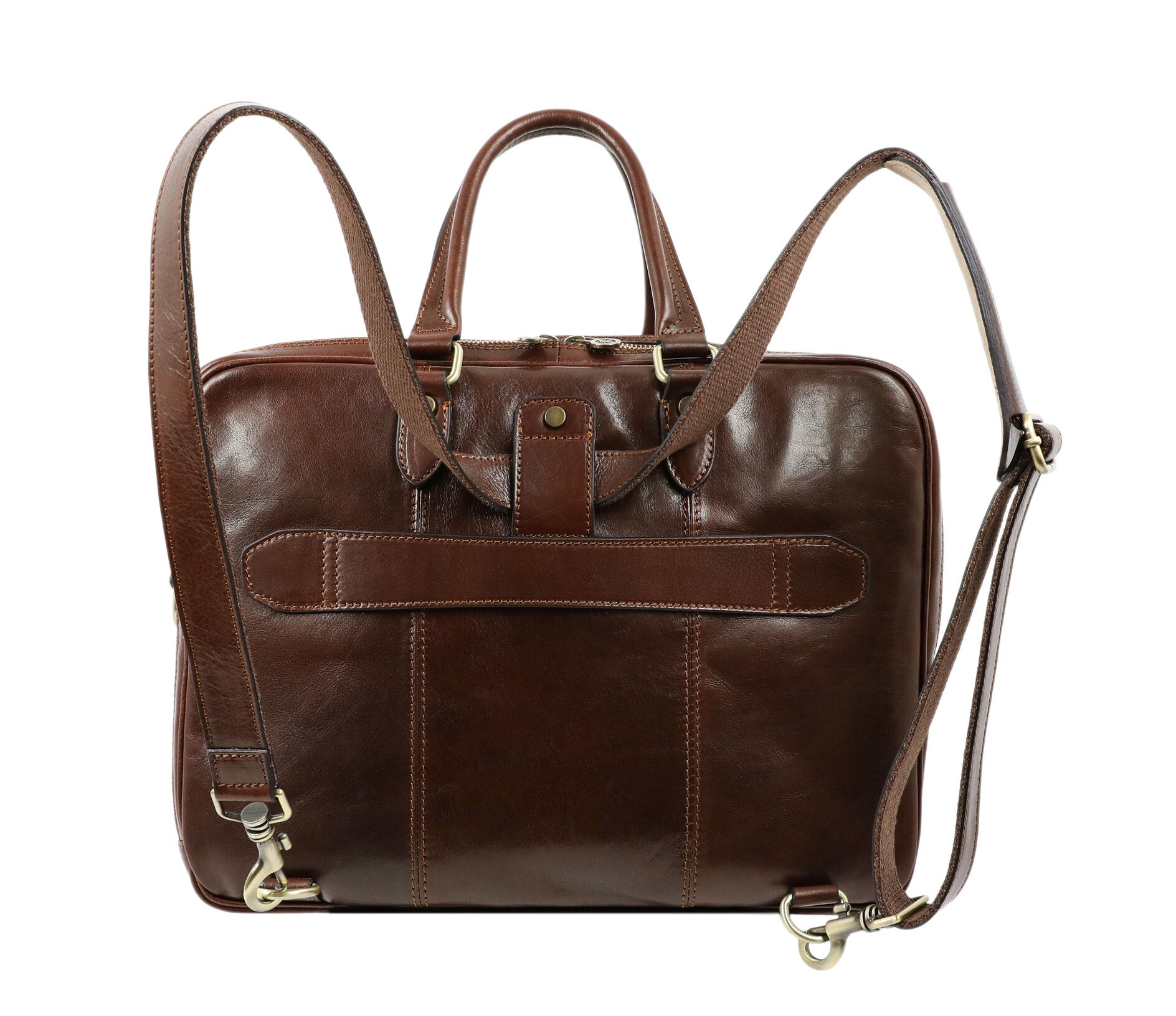 Brown Leather Convertible Briefcase Backpack - A Farewell to Arms